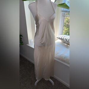 NWOT Zara Cream Satin Backless Dress
